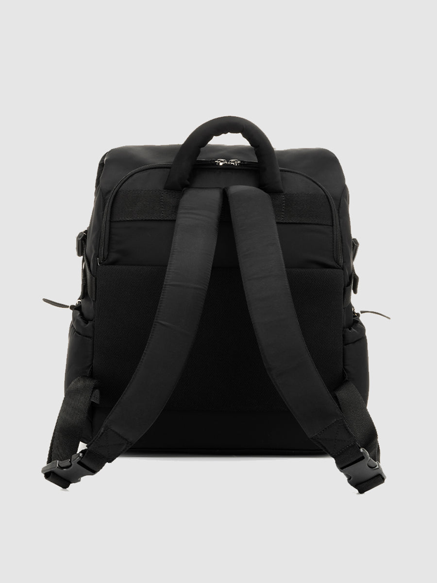 Skye eco backpack black | back view of padded straps