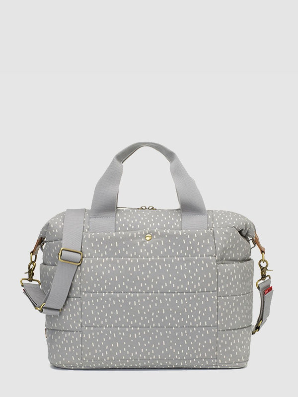 storksak organic cotton tote grey raindot, front view