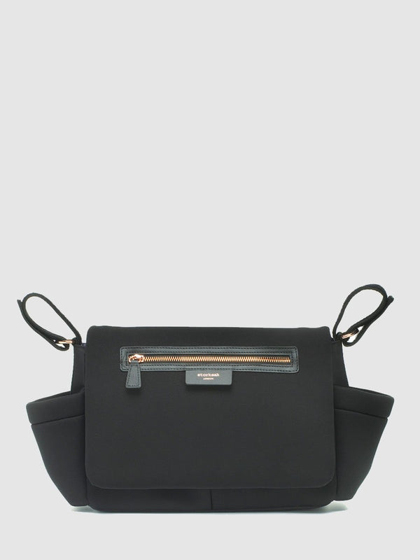 storksak stroller organiser luxe scuba black, front view